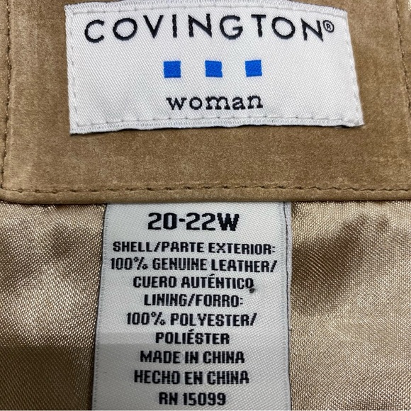 Covington Tan Suede Blazer W 20-22 Lined 3 Button Closure CLASSIC - Picture 3 of 14